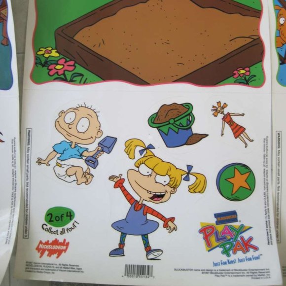 2 Sheets Nickelodeon's Rugrats Window Static Clings Blockbuster Play Pak 1997 - Picture 2 of 8